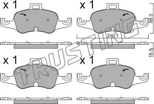 Trusting 1127.0 - Kit de plaquettes de frein, frein à disque cwaw.fr