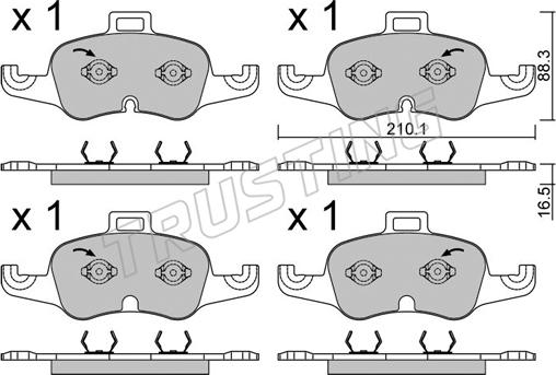 Trusting 1127.1 - Kit de plaquettes de frein, frein à disque cwaw.fr