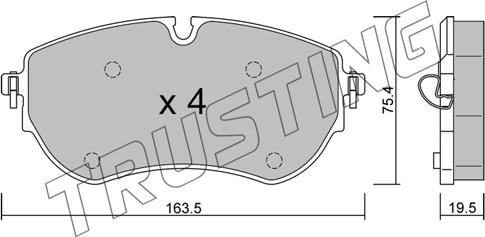 Trusting 1172.0 - Kit de plaquettes de frein, frein à disque cwaw.fr