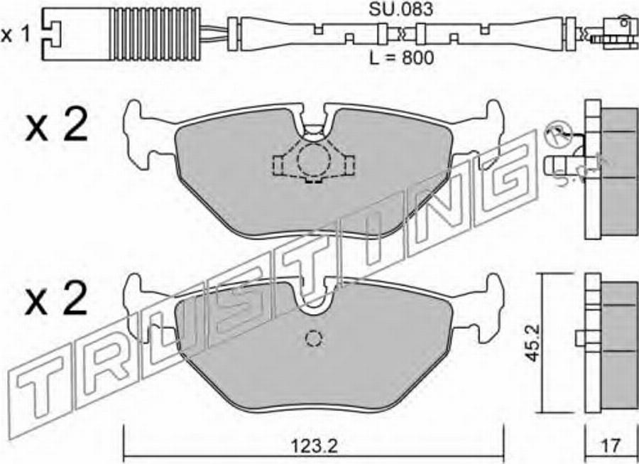 Trusting 185.0W - Kit de plaquettes de frein, frein à disque cwaw.fr