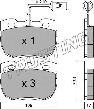 Trusting 180.0 - Kit de plaquettes de frein, frein à disque cwaw.fr