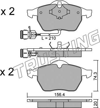 Trusting 188.0 - Kit de plaquettes de frein, frein à disque cwaw.fr