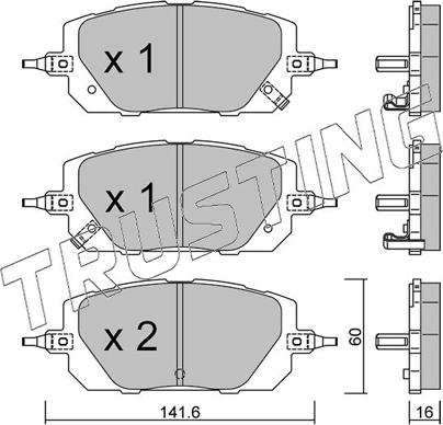 Trusting 1295.0 - Kit de plaquettes de frein, frein à disque cwaw.fr