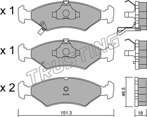 Trusting 129.0 - Kit de plaquettes de frein, frein à disque cwaw.fr