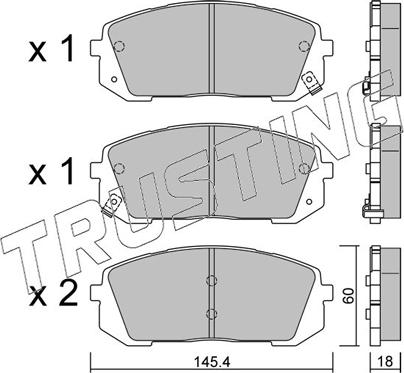 Trusting 1298.0 - Kit de plaquettes de frein, frein à disque cwaw.fr