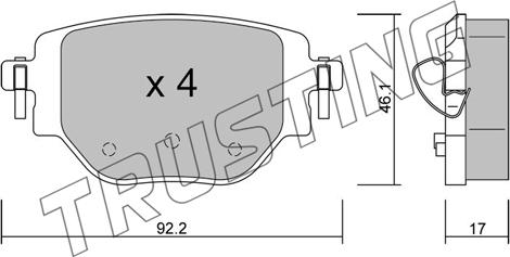 Trusting 1246.0 - Kit de plaquettes de frein, frein à disque cwaw.fr