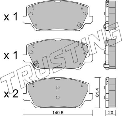 Trusting 1241.0 - Kit de plaquettes de frein, frein à disque cwaw.fr