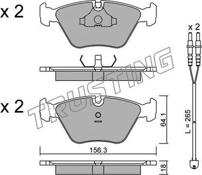 Trusting 124.2W - Kit de plaquettes de frein, frein à disque cwaw.fr