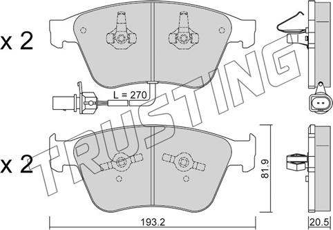 Trusting 1253.0 - Kit de plaquettes de frein, frein à disque cwaw.fr