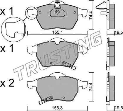 Trusting 120.1 - Kit de plaquettes de frein, frein à disque cwaw.fr