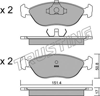 Trusting 128.0 - Kit de plaquettes de frein, frein à disque cwaw.fr