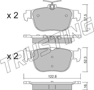 Trusting 1281.0 - Kit de plaquettes de frein, frein à disque cwaw.fr