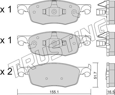 Trusting 1282.0 - Kit de plaquettes de frein, frein à disque cwaw.fr