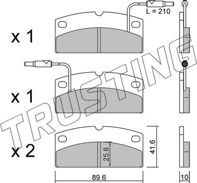 Trusting 1231.0 - Kit de plaquettes de frein, frein à disque cwaw.fr