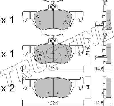 Trusting 1226.0 - Kit de plaquettes de frein, frein à disque cwaw.fr