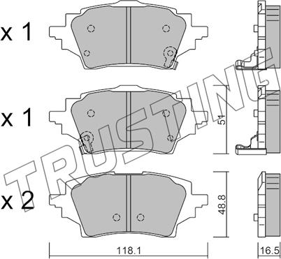 Trusting 1228.0 - Kit de plaquettes de frein, frein à disque cwaw.fr