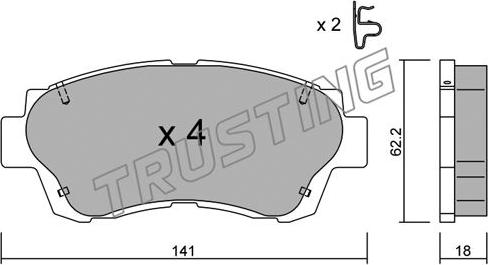 Trusting 170.0 - Kit de plaquettes de frein, frein à disque cwaw.fr