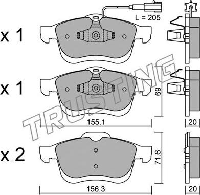 Trusting 840.0 - Kit de plaquettes de frein, frein à disque cwaw.fr