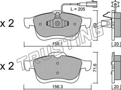 Trusting 840.1 - Kit de plaquettes de frein, frein à disque cwaw.fr