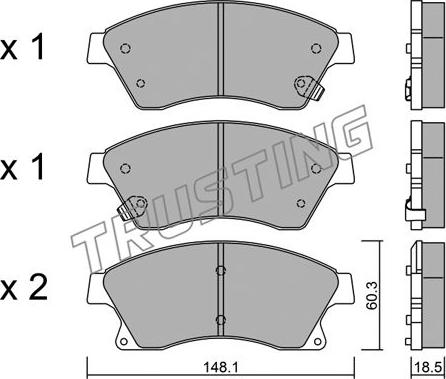 Trusting 855.0 - Kit de plaquettes de frein, frein à disque cwaw.fr