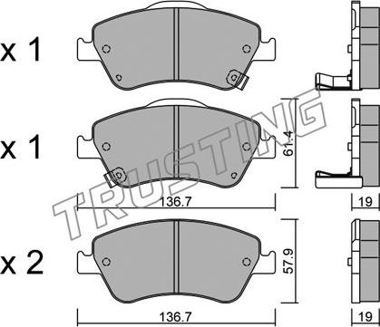 Trusting 810.0 - Kit de plaquettes de frein, frein à disque cwaw.fr