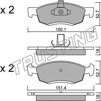 Trusting 818.0 - Kit de plaquettes de frein, frein à disque cwaw.fr