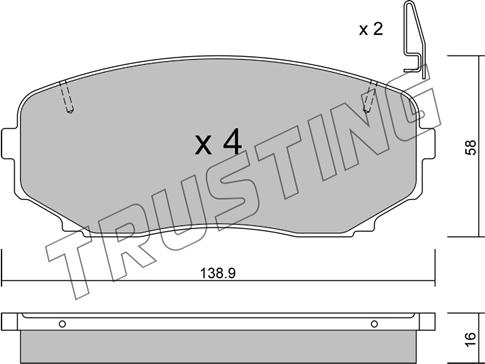 Trusting 889.1 - Kit de plaquettes de frein, frein à disque cwaw.fr