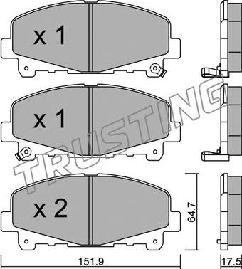 Trusting 884.0 - Kit de plaquettes de frein, frein à disque cwaw.fr