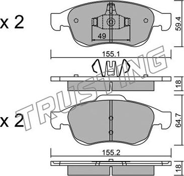 Trusting 833.0 - Kit de plaquettes de frein, frein à disque cwaw.fr