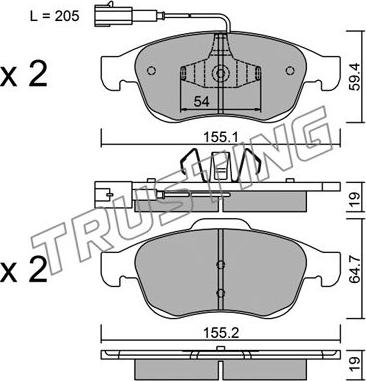 Trusting 833.1 - Kit de plaquettes de frein, frein à disque cwaw.fr