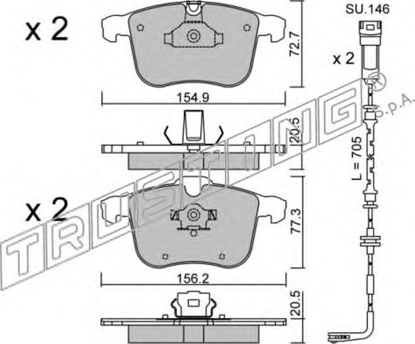 Trusting 829.0W - Kit de plaquettes de frein, frein à disque cwaw.fr