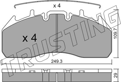 Trusting 825.0 - Kit de plaquettes de frein, frein à disque cwaw.fr