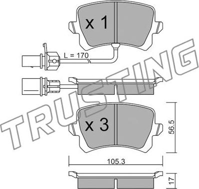 Trusting 822.1 - Kit de plaquettes de frein, frein à disque cwaw.fr