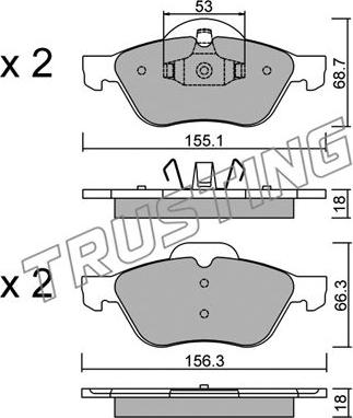 Trusting 344.0 - Kit de plaquettes de frein, frein à disque cwaw.fr