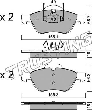 Trusting 344.1 - Kit de plaquettes de frein, frein à disque cwaw.fr