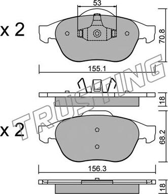 Trusting 345.0 - Kit de plaquettes de frein, frein à disque cwaw.fr