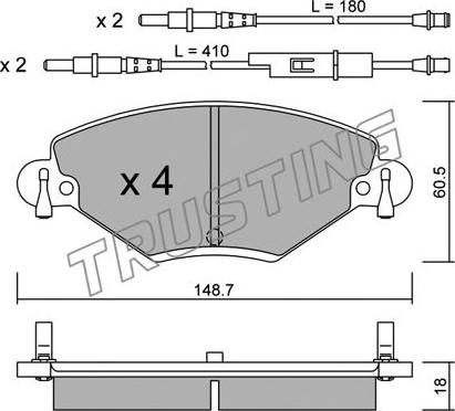 Trusting 340.0 - Kit de plaquettes de frein, frein à disque cwaw.fr