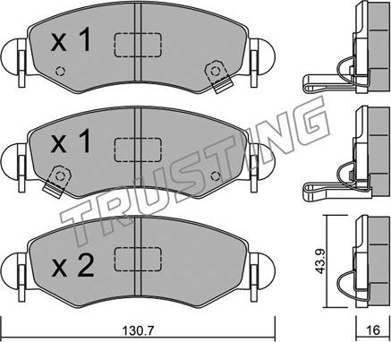 Trusting 348.1 - Kit de plaquettes de frein, frein à disque cwaw.fr