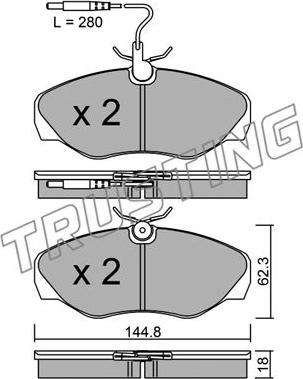 Trusting 347.1 - Kit de plaquettes de frein, frein à disque cwaw.fr