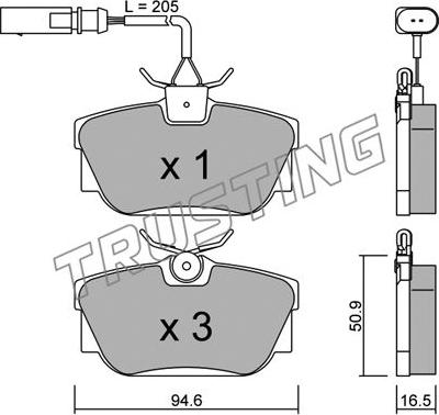 Trusting 355.1 - Kit de plaquettes de frein, frein à disque cwaw.fr