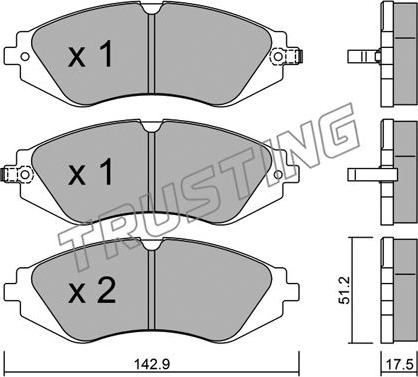 Trusting 303.0 - Kit de plaquettes de frein, frein à disque cwaw.fr