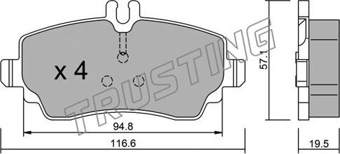 Trusting 319.1 - Kit de plaquettes de frein, frein à disque cwaw.fr