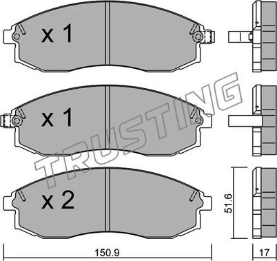 Trusting 315.0 - Kit de plaquettes de frein, frein à disque cwaw.fr