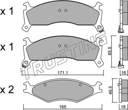 Trusting 384.0 - Kit de plaquettes de frein, frein à disque cwaw.fr