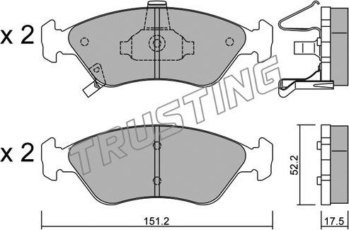 Trusting 380.0 - Kit de plaquettes de frein, frein à disque cwaw.fr