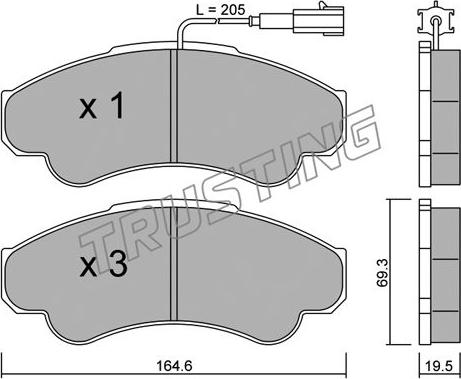 Trusting 335.0 - Kit de plaquettes de frein, frein à disque cwaw.fr