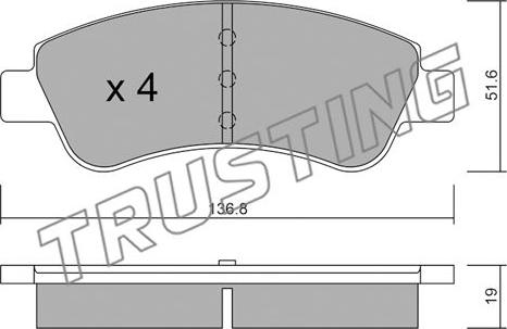 Trusting 336.0 - Kit de plaquettes de frein, frein à disque cwaw.fr