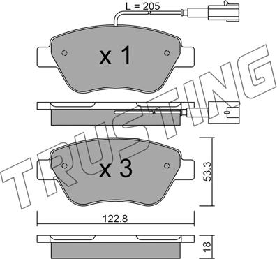 Trusting 330.0 - Kit de plaquettes de frein, frein à disque cwaw.fr