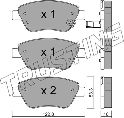 Trusting 330.2 - Kit de plaquettes de frein, frein à disque cwaw.fr