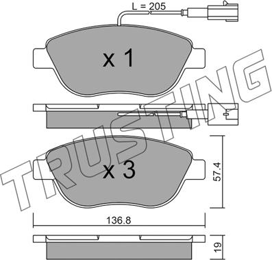 Trusting 331.0 - Kit de plaquettes de frein, frein à disque cwaw.fr